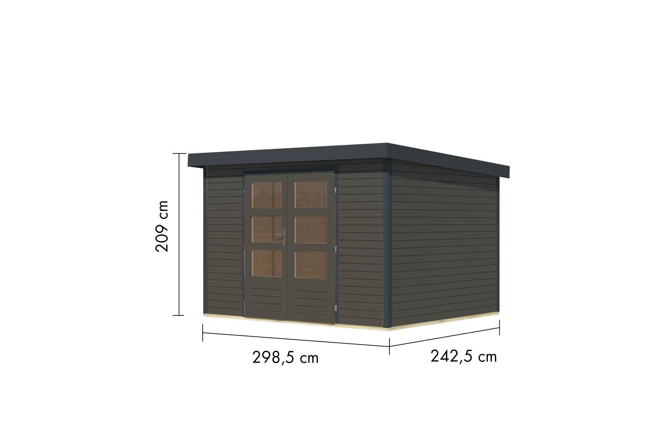 Gartenhaus Holz & Metall Jupiter 5 terragrau - Metall anthrazit / Lagerabverkauf