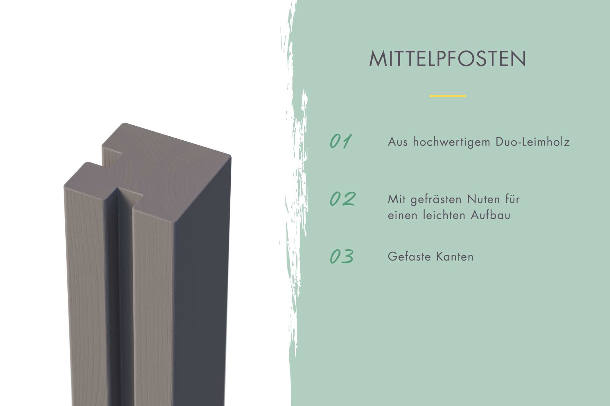 Zaunpfosten Eckpfosten terragrau 9x9x190 cm - Duo-Leimholzpfosten