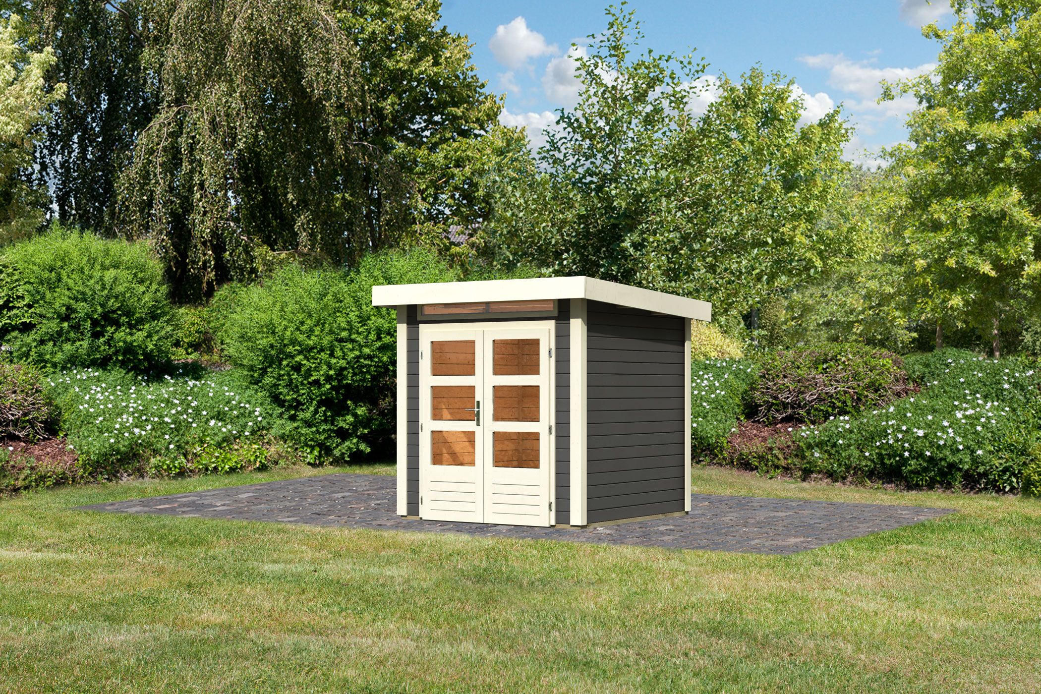 Karibu Gartenhaus Kandern 1 in Terragrau, Außenansicht