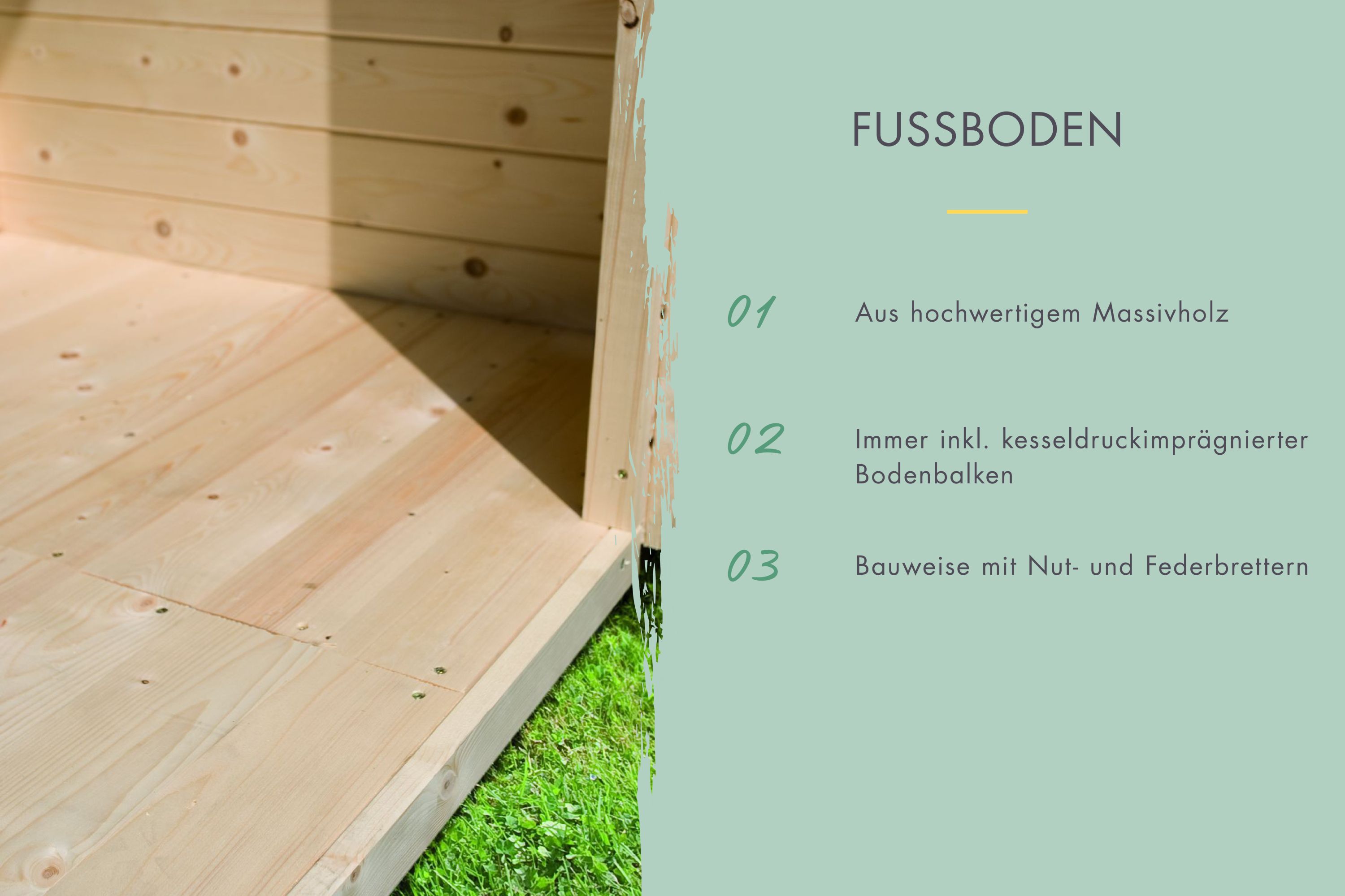 Fußboden aus Massivholz für Karibu Produkte