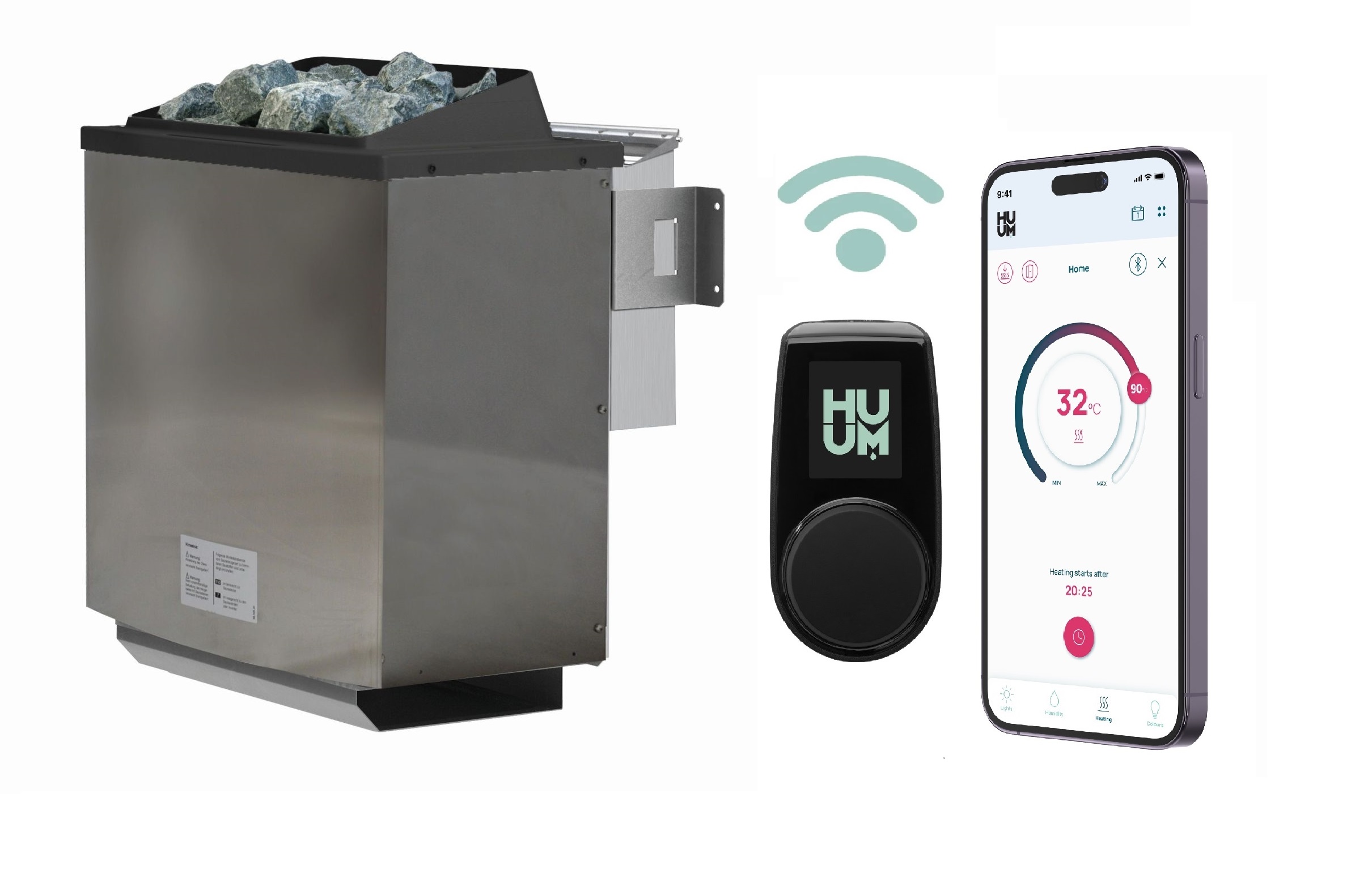 Sparset BIO-Saunaofen 4,5 KW + Steuergerät HUUM "UKU WIFI" mit App Steuerung