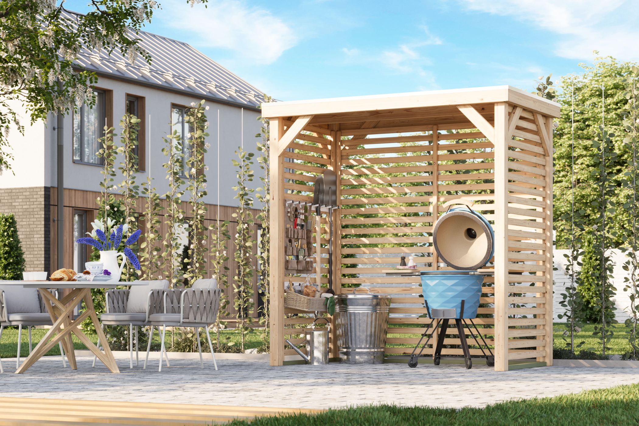 Innenarchitektur, Wohnen, Veranda, Terrasse, Pergola