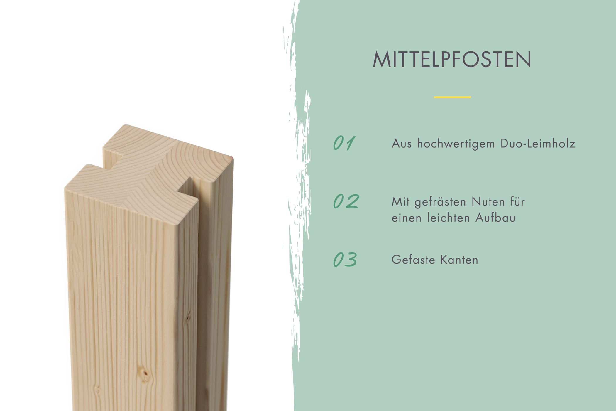 Zaunpfosten Verbindungspfosten naturbelassen 9x9x190 cm - Duo-Leimholzpfosten