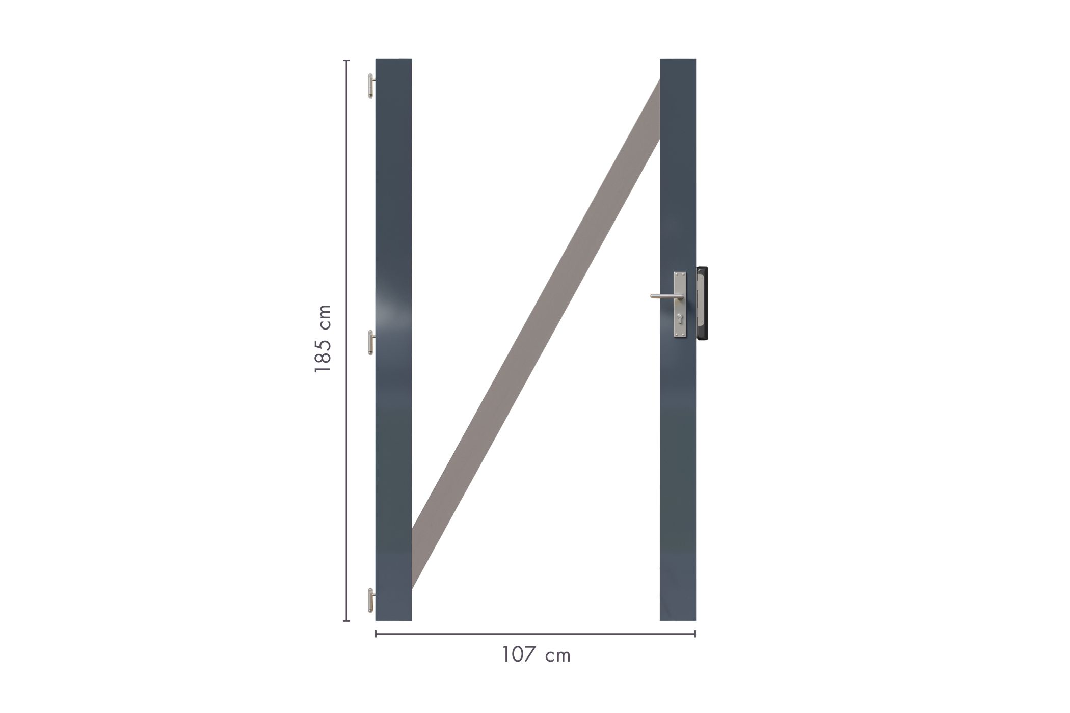 Zauntorrahmen terragrau inkl. Schloß/Drücker/Türbänder für 90cm Füllung