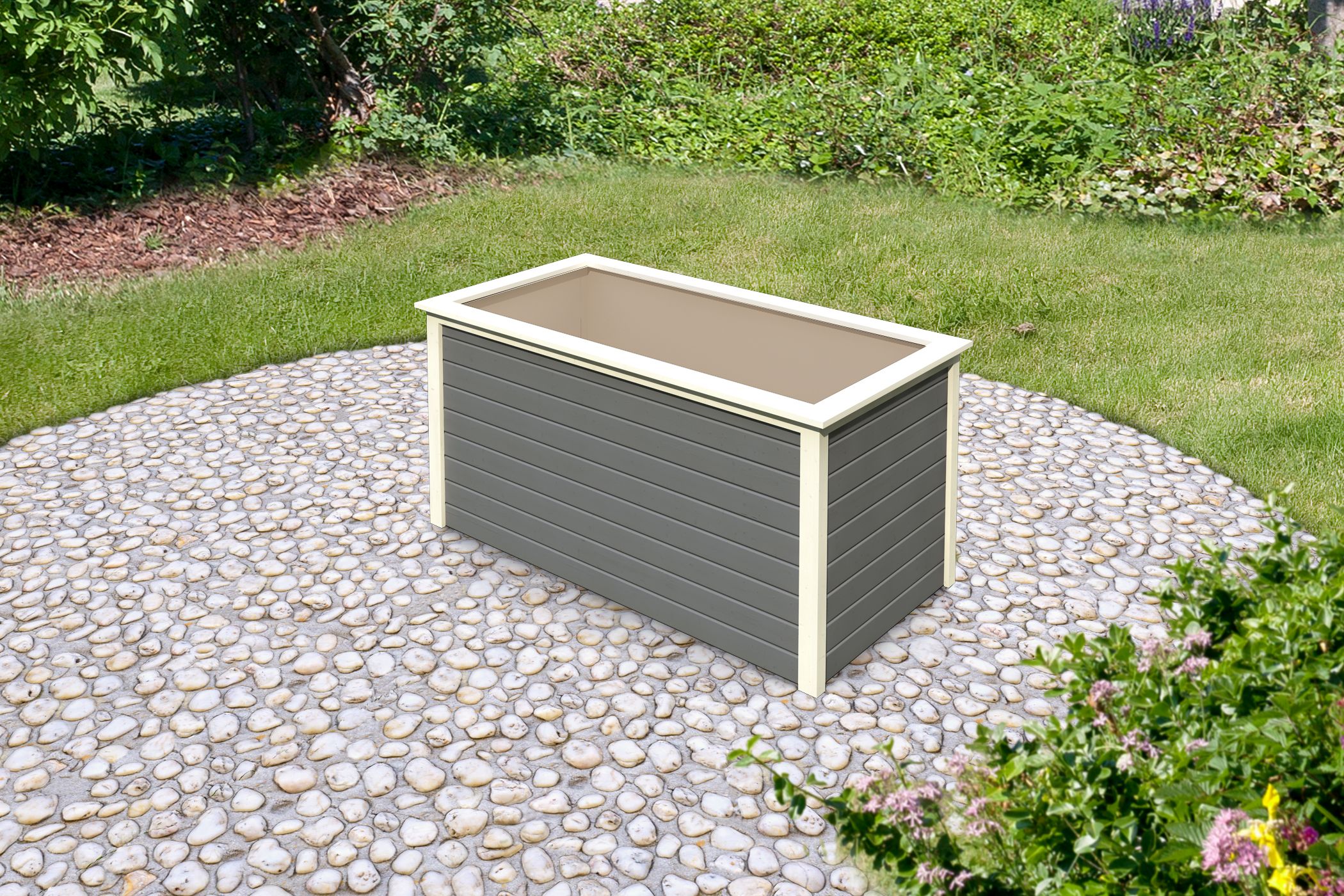 Karibu Hochbeet 2 in Terragrau, Außenansicht