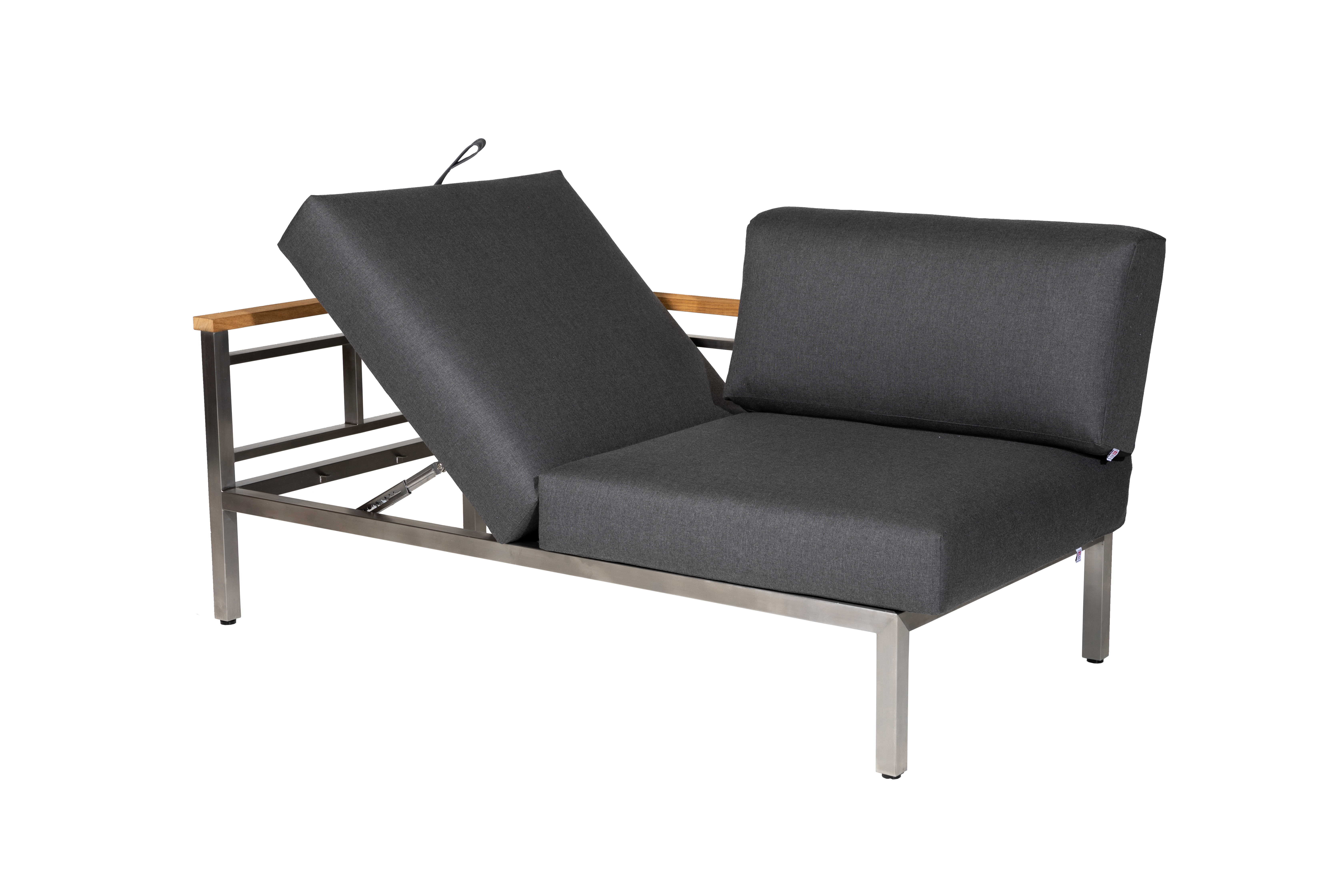 Diamond Garden Lounge Dining Bank Kreta Litght Grey lange Ecke rechts - Edelstahl dunkelgrau