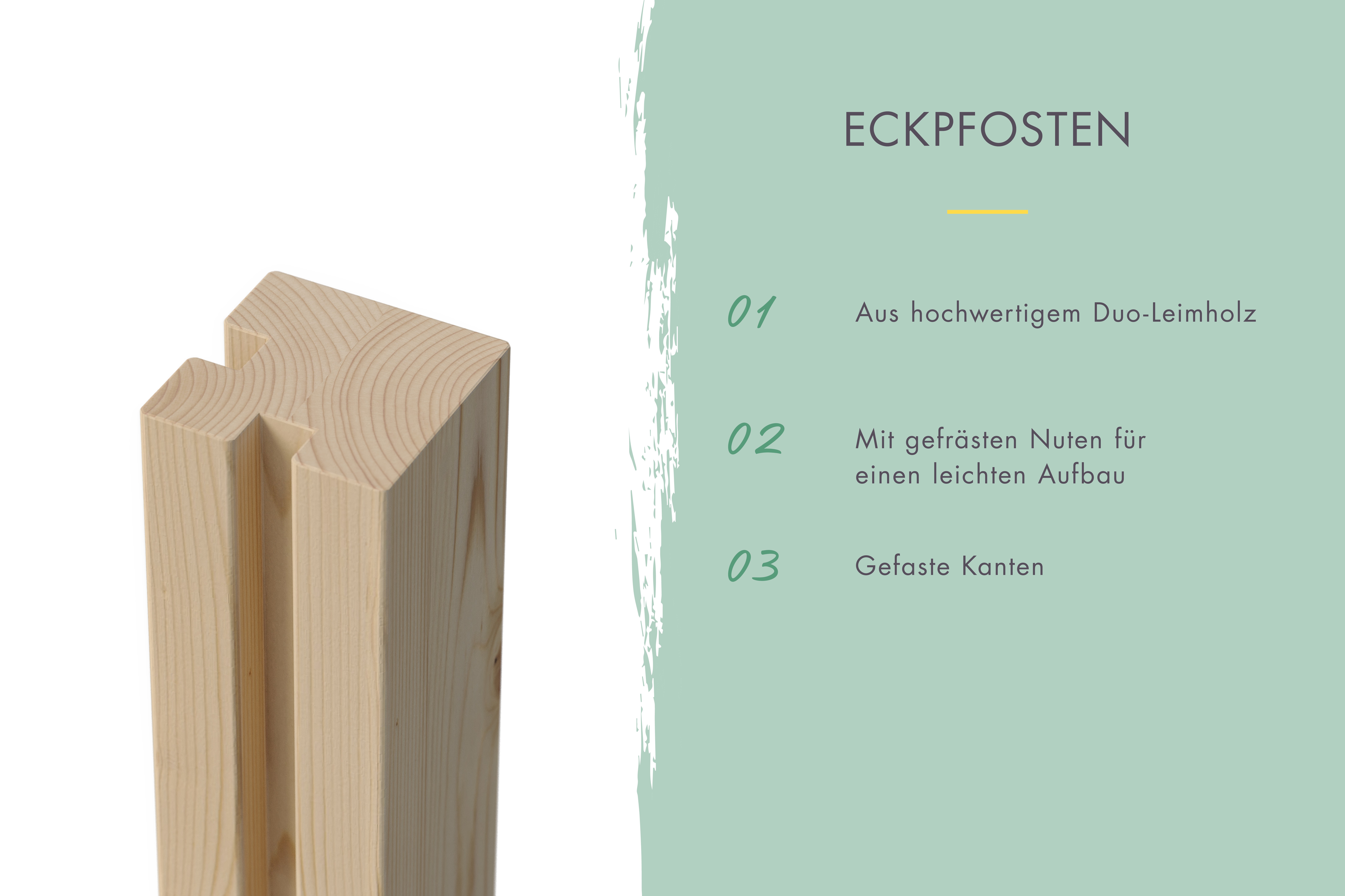 Zaunpfosten Eckpfosten naturbelassen 9x9x190 cm - Duo-Leimholzpfosten
