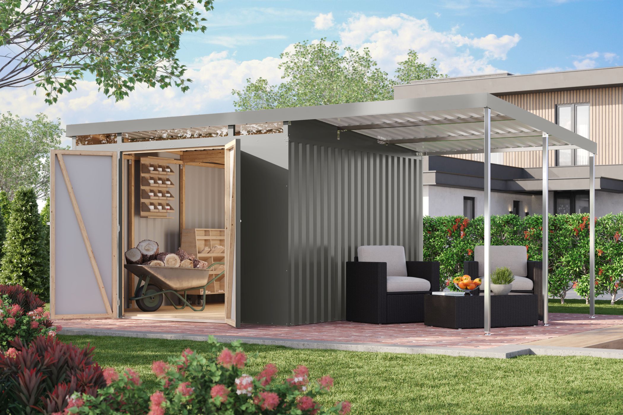 Innenarchitektur, Veranda, Gras, Hinterhof, Terrasse