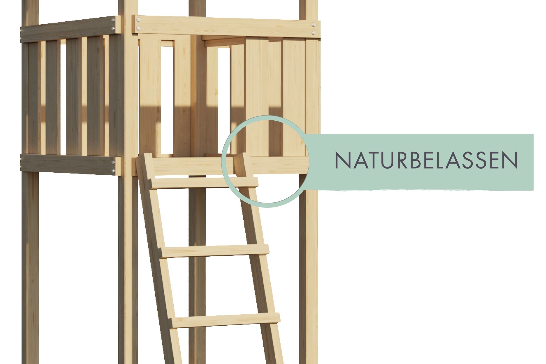 Farbausführung eines Karibu Spielgeräts aus Holz, naturbelassen