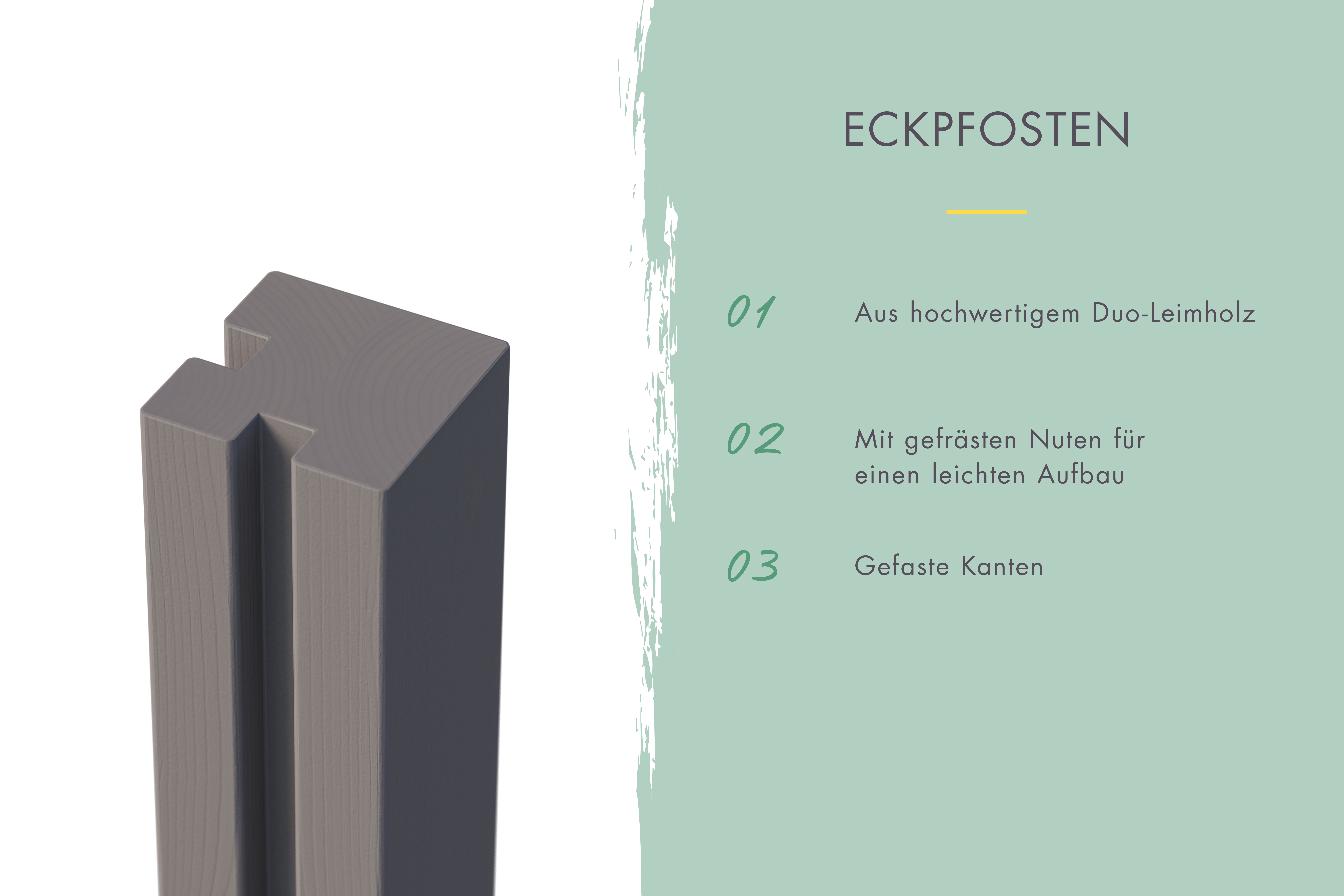 Zaunpfosten Eckpfosten terragrau 9x9x190 cm - Duo-Leimholzpfosten
