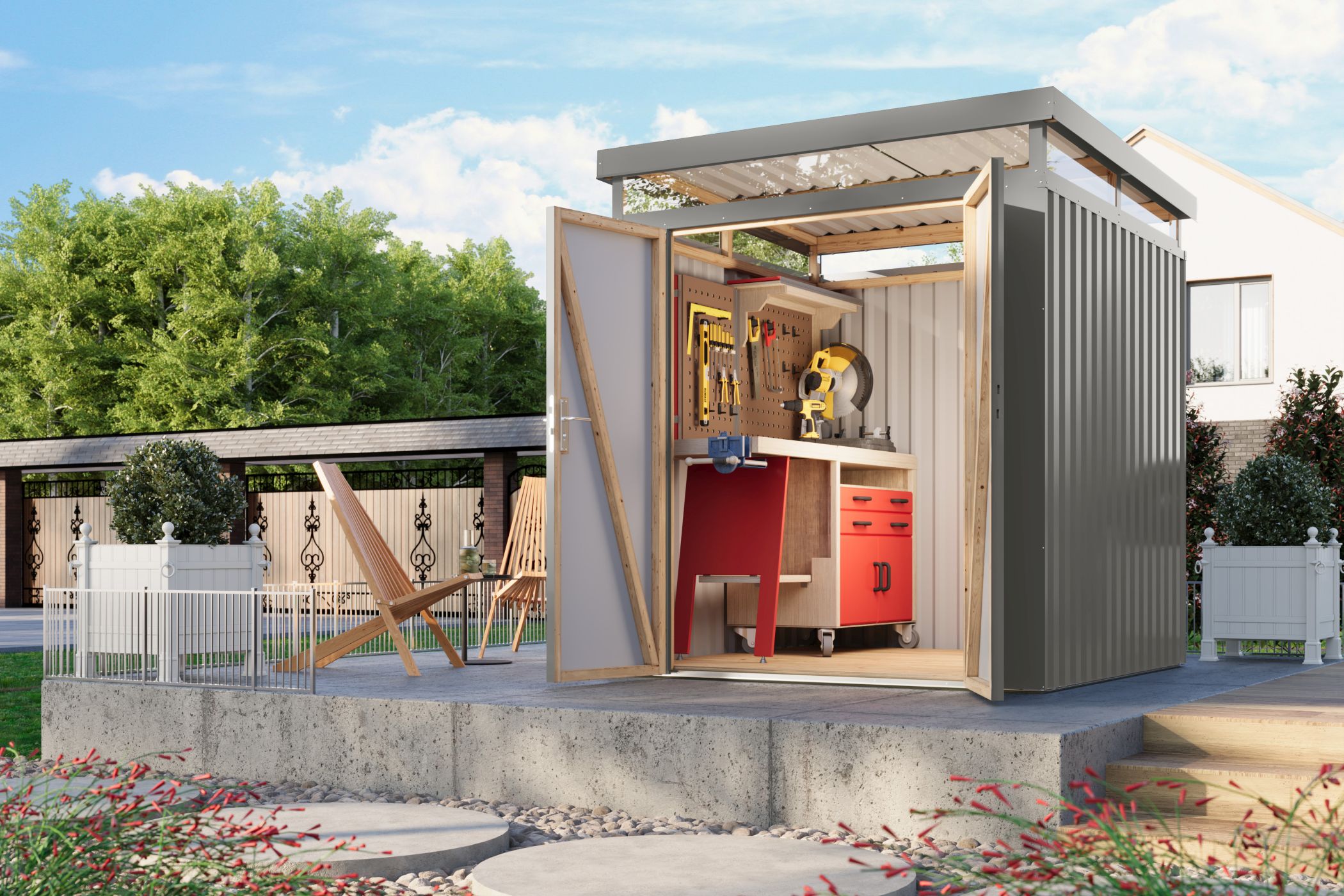 Drinnen, Innenarchitektur, Geräteschuppen, Draußen