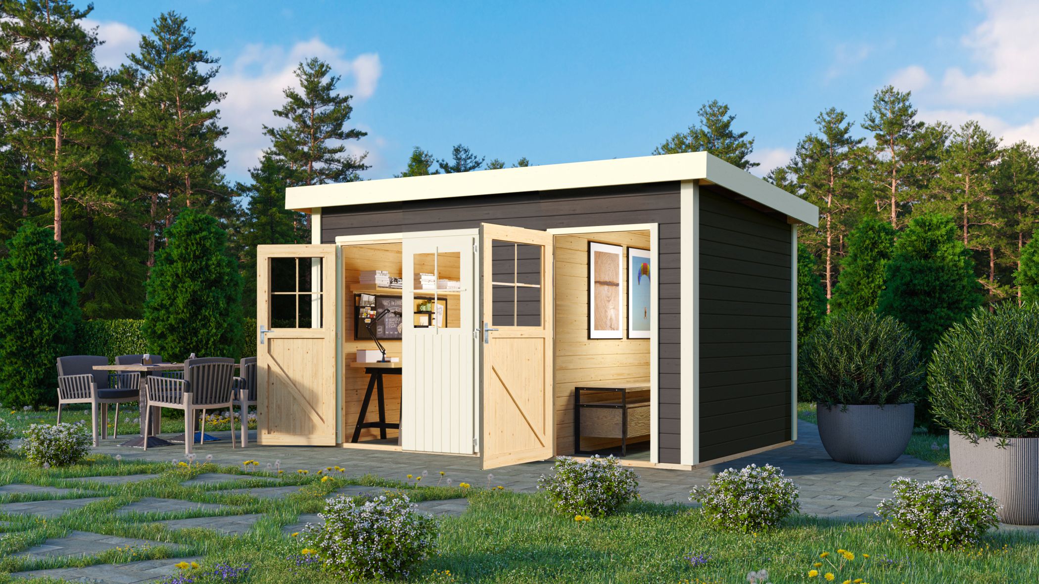 Gartenhaus Tintrup terragrau / Lagerabverkauf