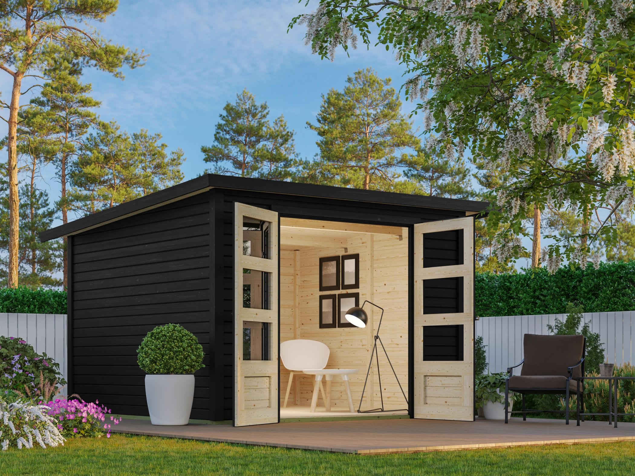 Gartenhaus Stockach 4 schwarz / Lagerabverkauf