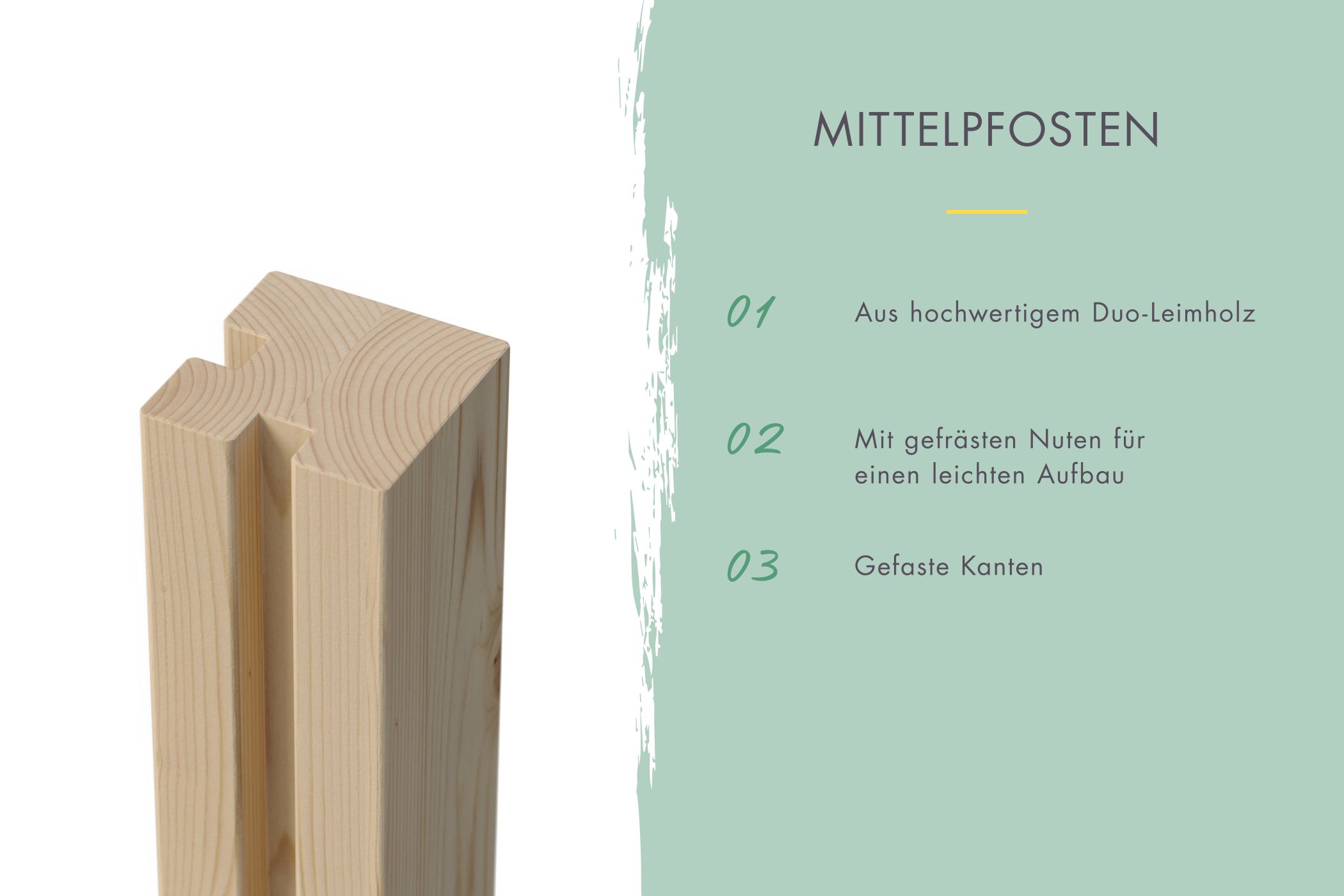 Zaunpfosten Eckpfosten naturbelassen 9x9x190 cm - Duo-Leimholzpfosten