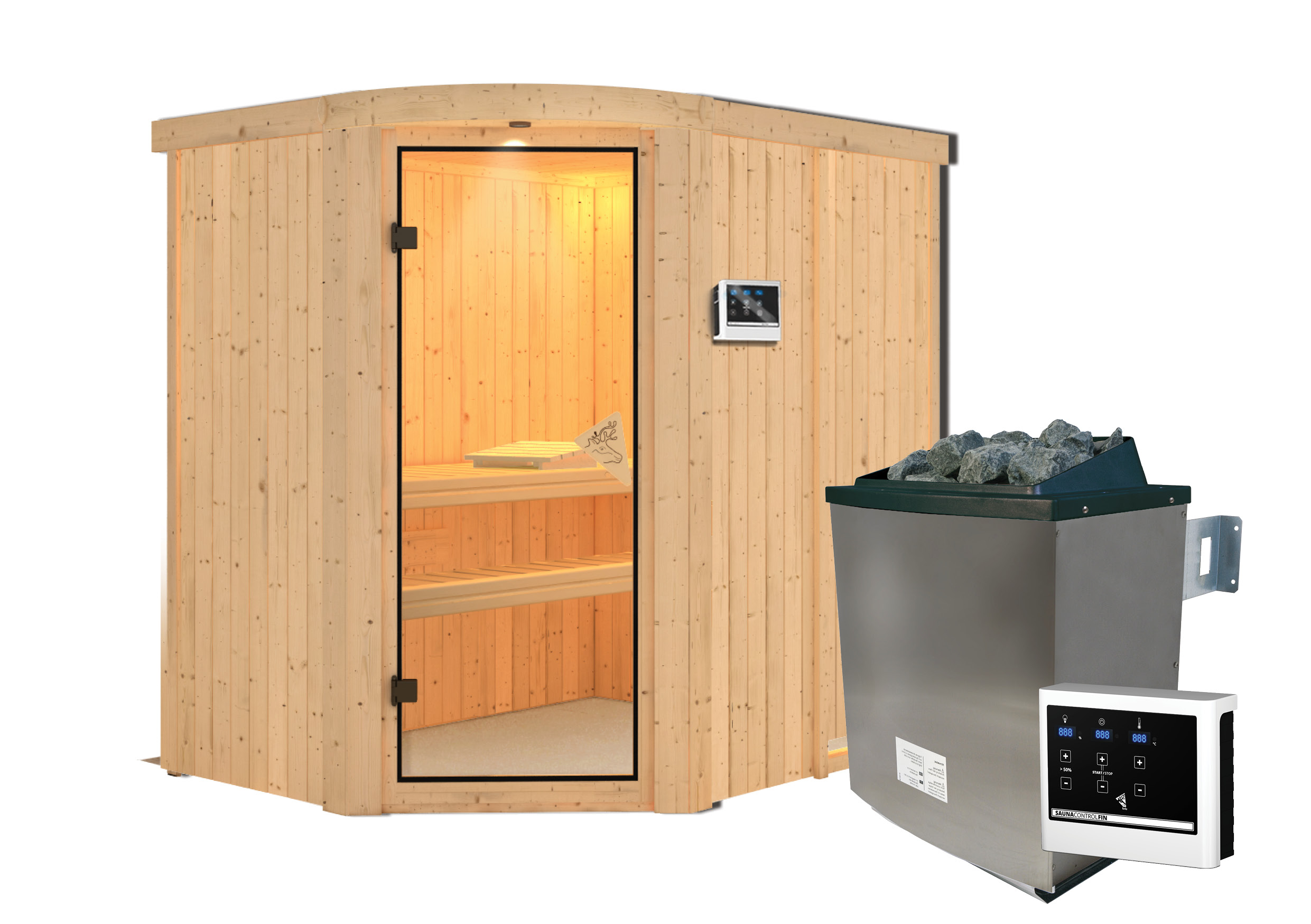 Produkt- und Ausstattungsdetail der Karibu Sauna Sitka aus dem Sortiment von Karibu