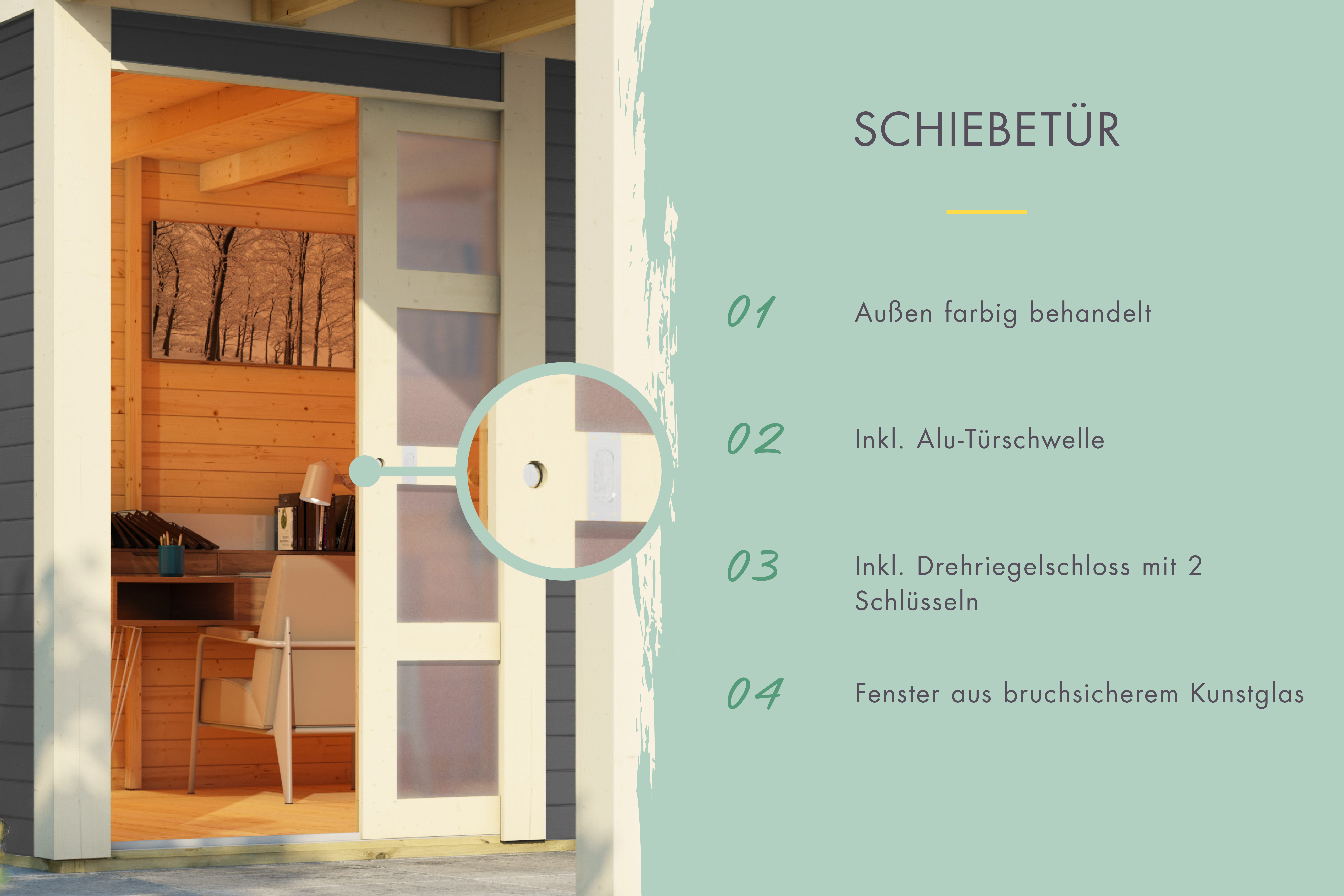 Doppelflügeltür mit Zylinderschloss und bruchsicherem Kunstglas