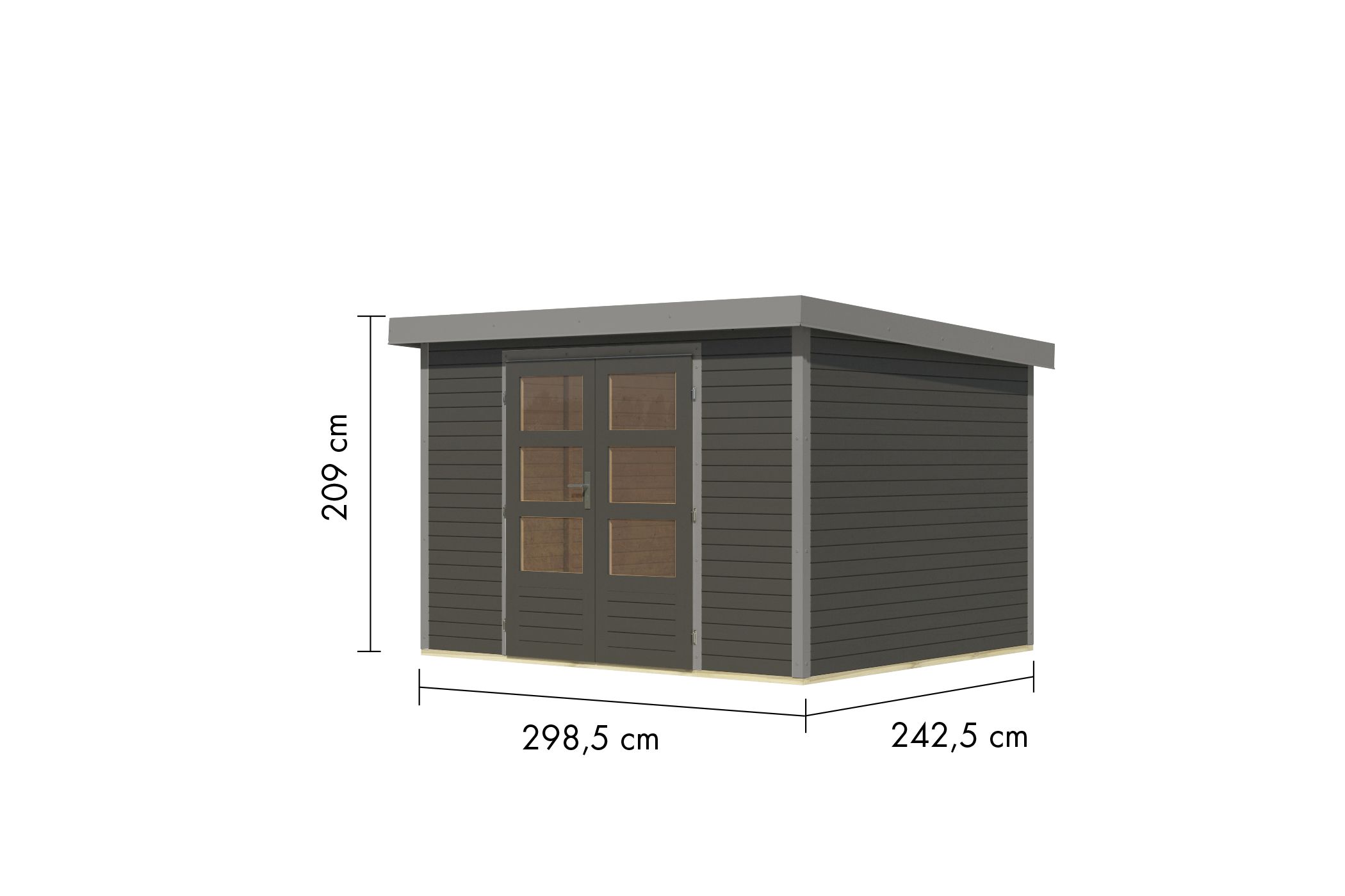 Gartenhaus Holz & Metall Jupiter 5 terragrau - Metall graualuminium / Lagerabverkauf