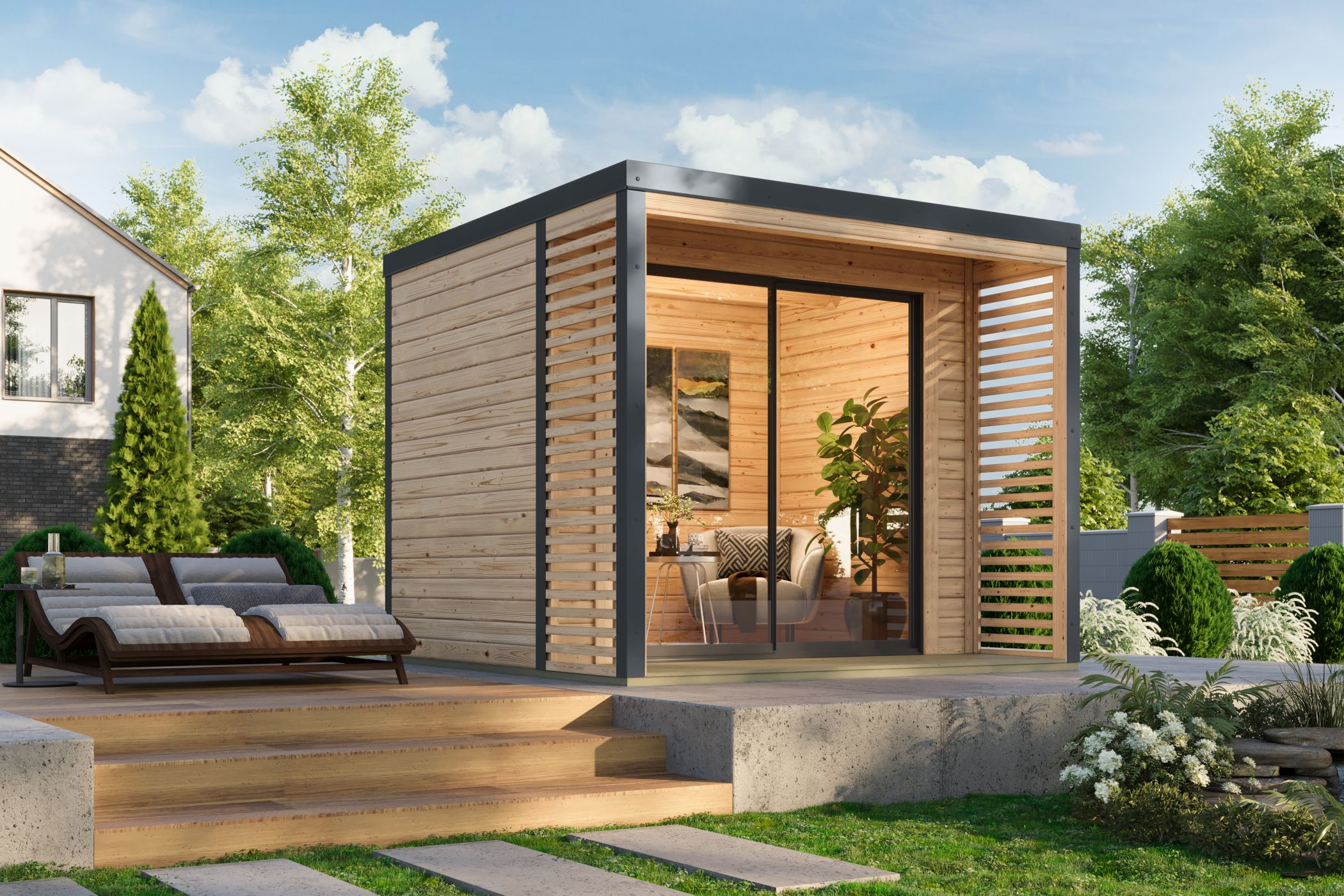 Innenarchitektur, Wohnen, Gras, Hinterhof, Haus