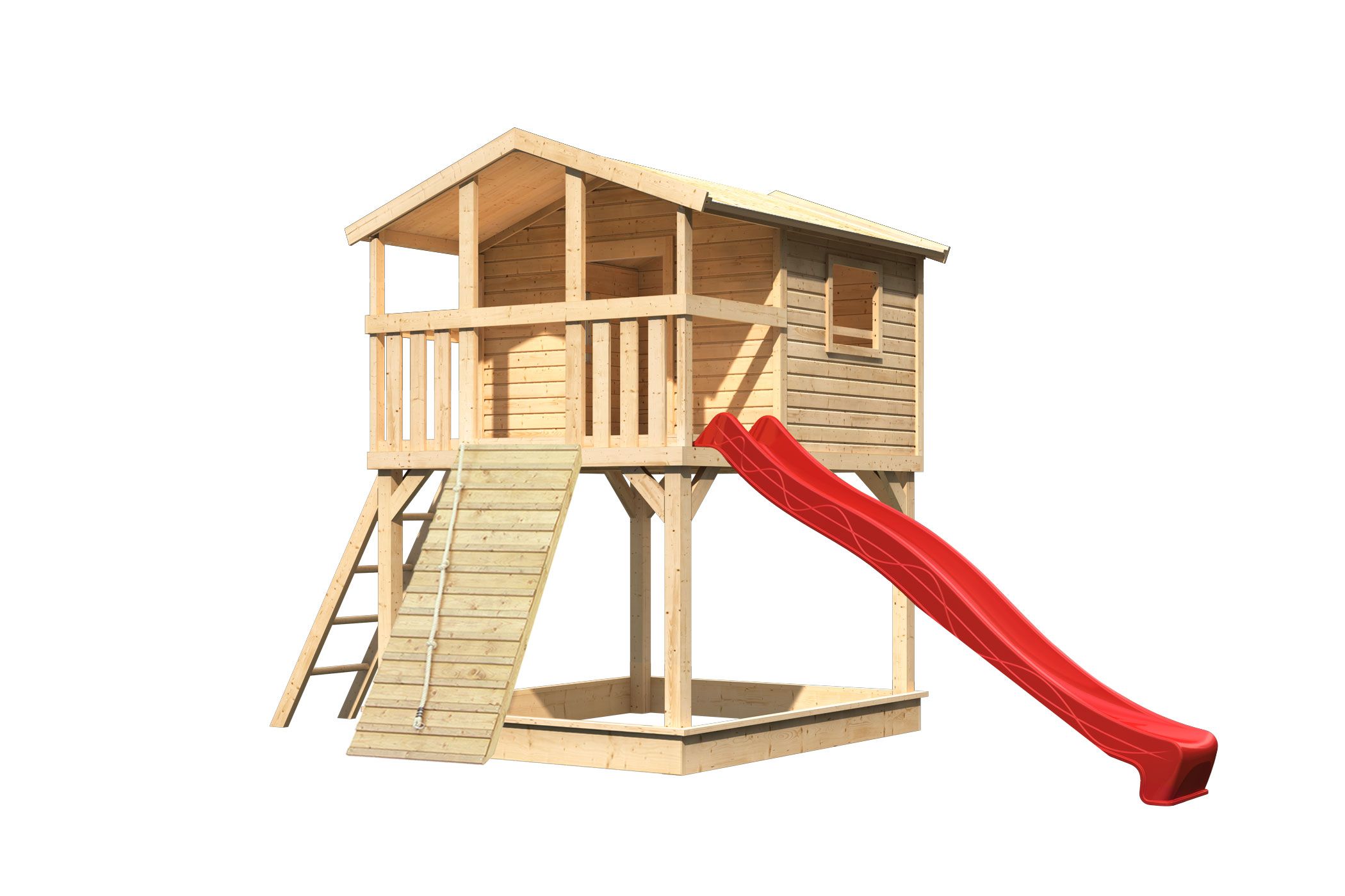 Karibu Stelzenhaus Benjamin aus Holz, freigestellt
