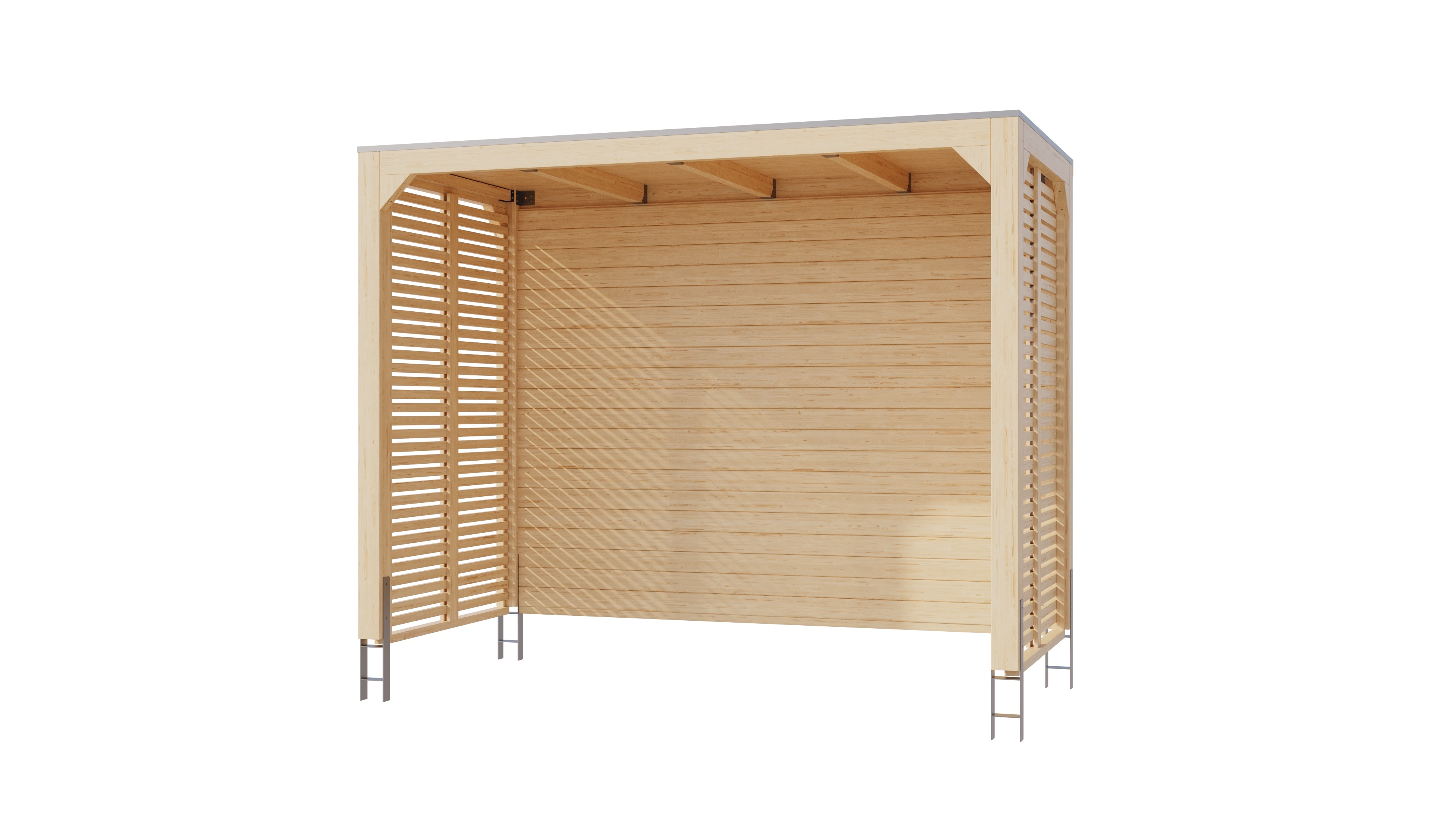 Karibu Grillpavillon mit geschlossenen Wänden aus Leimholz im Garten