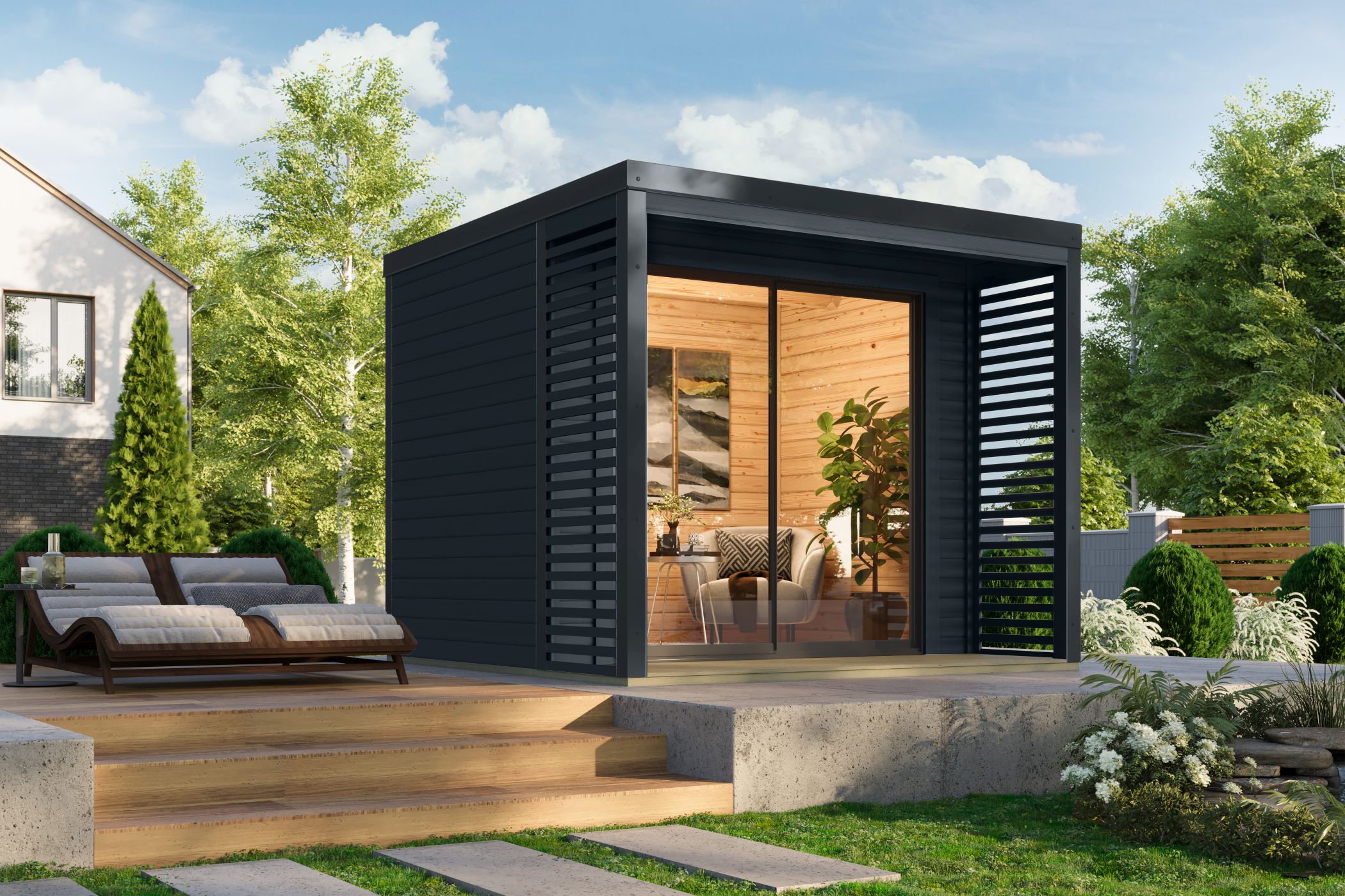 Innenarchitektur, Hinterhof, Draußen, Gras, Wohnen