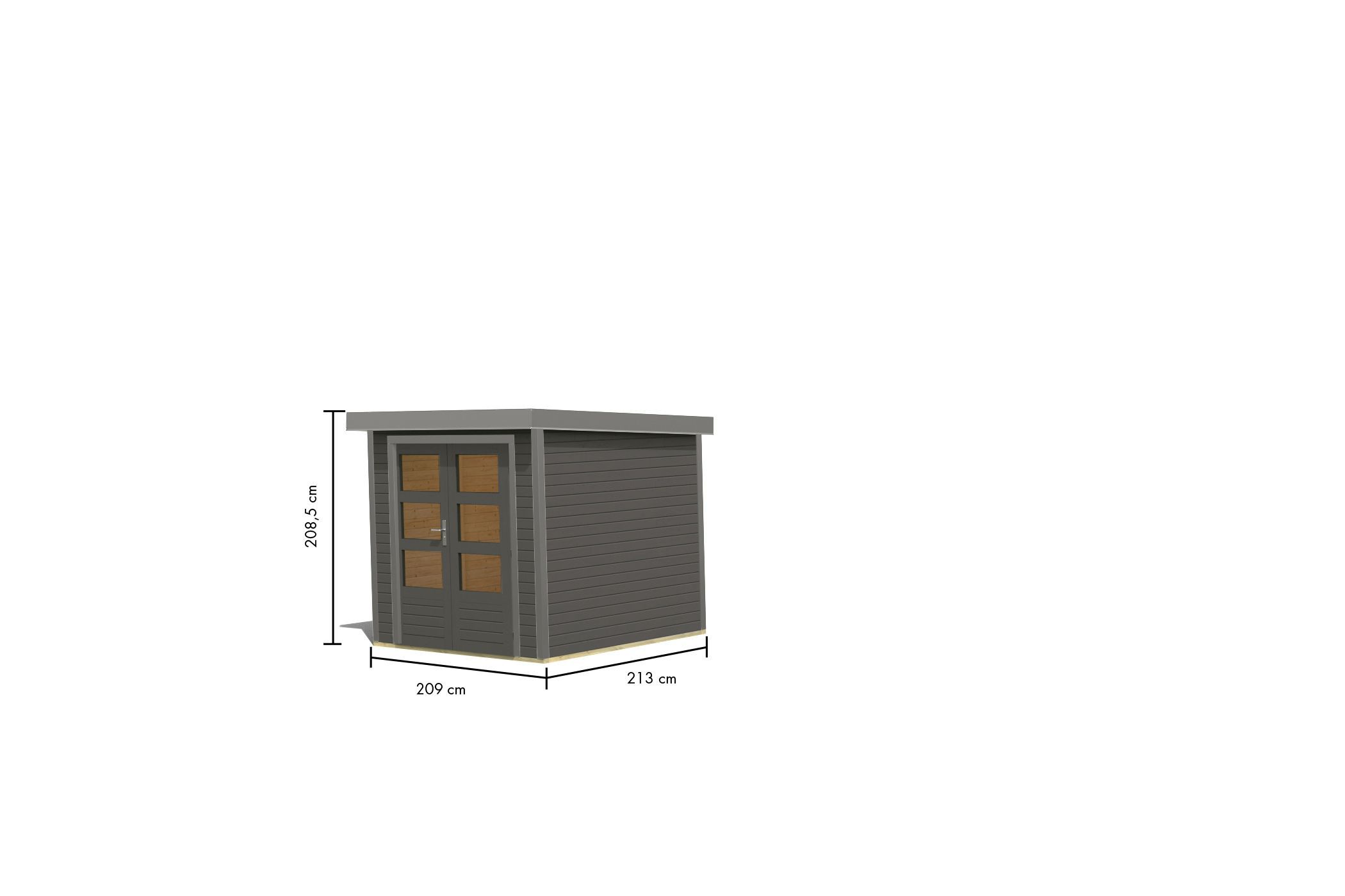 Gartenhaus Holz & Metall Jupiter 2 terragrau - Metall graualuminium / Lagerabverkauf