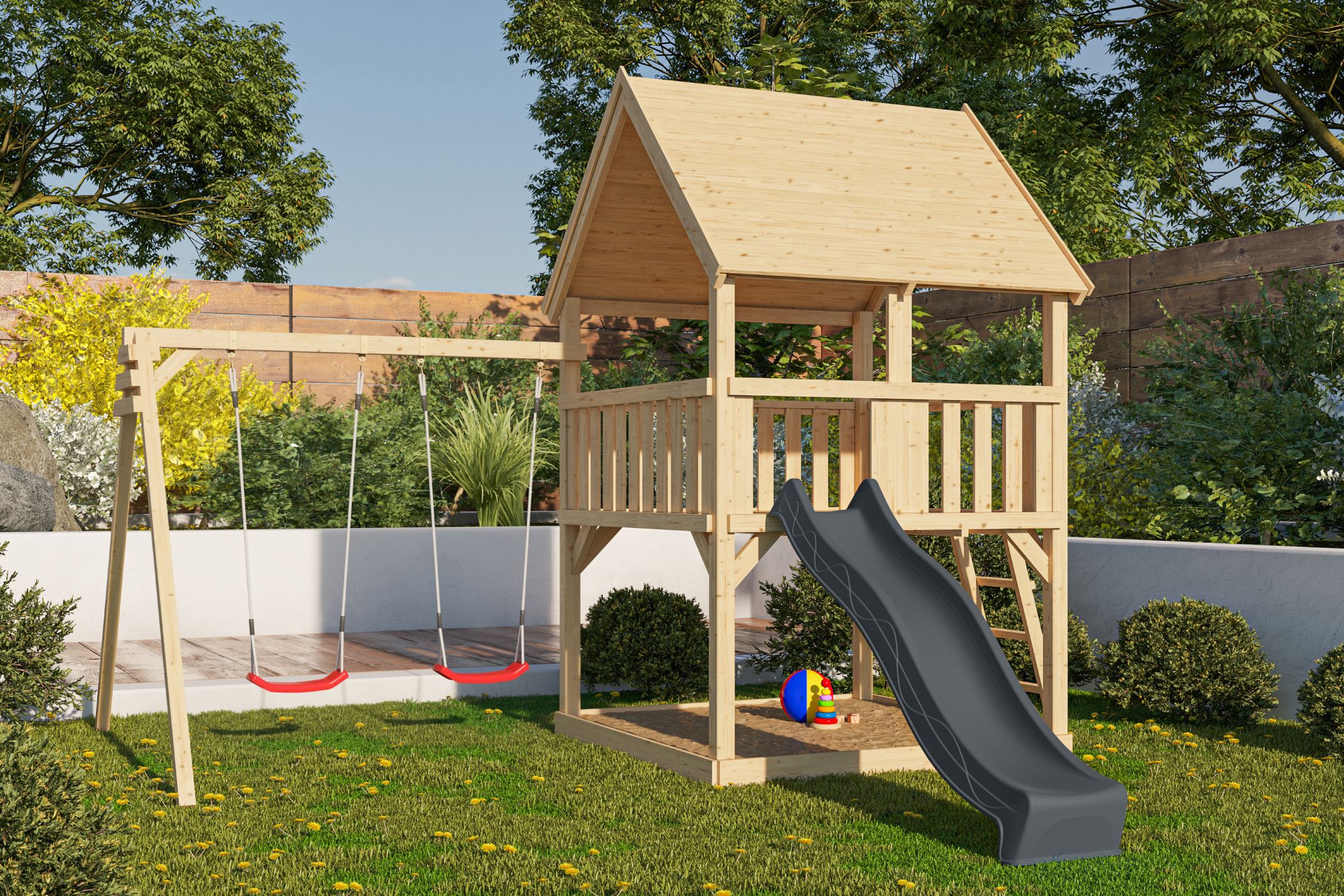 Spielbereich, Spielbereich im Freien, Draußen, Gras, Pflanze