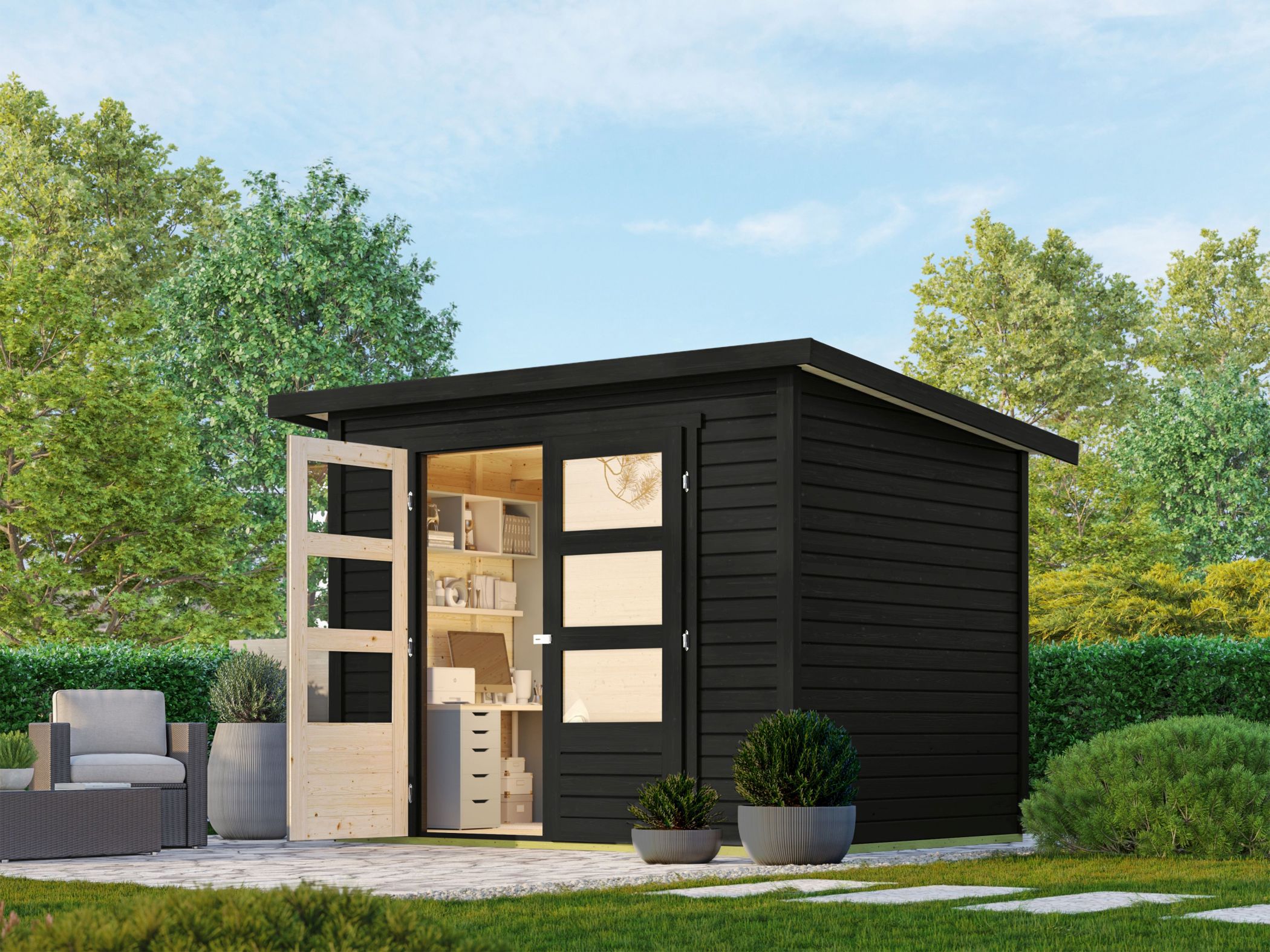 Gartenhaus Stockach 3 schwarz / Lagerabverkauf