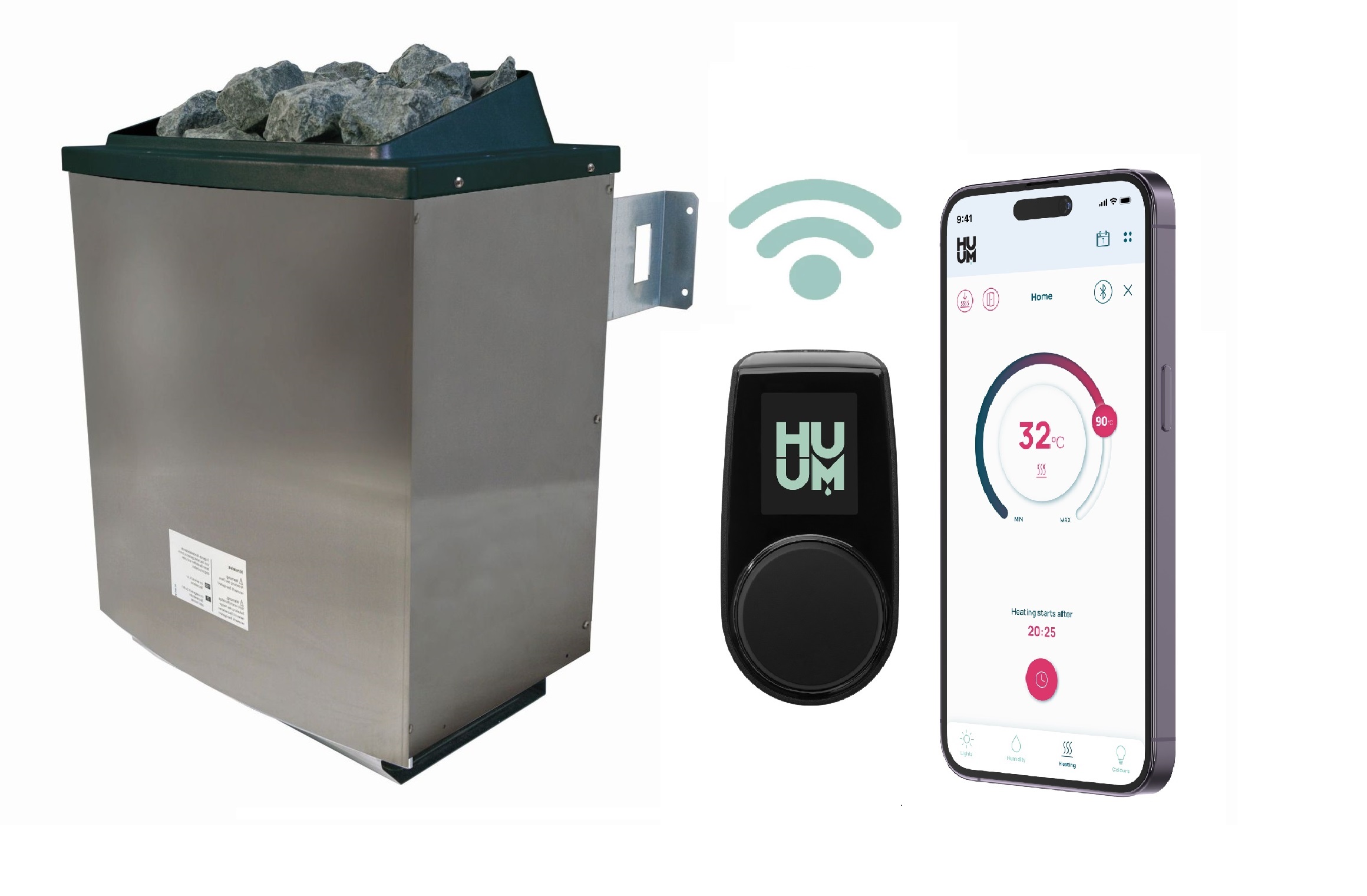 Sparset Saunaofen 4,5 KW finnisch + Steuergerät HUUM "UKU WIFI" mit App Steuerung