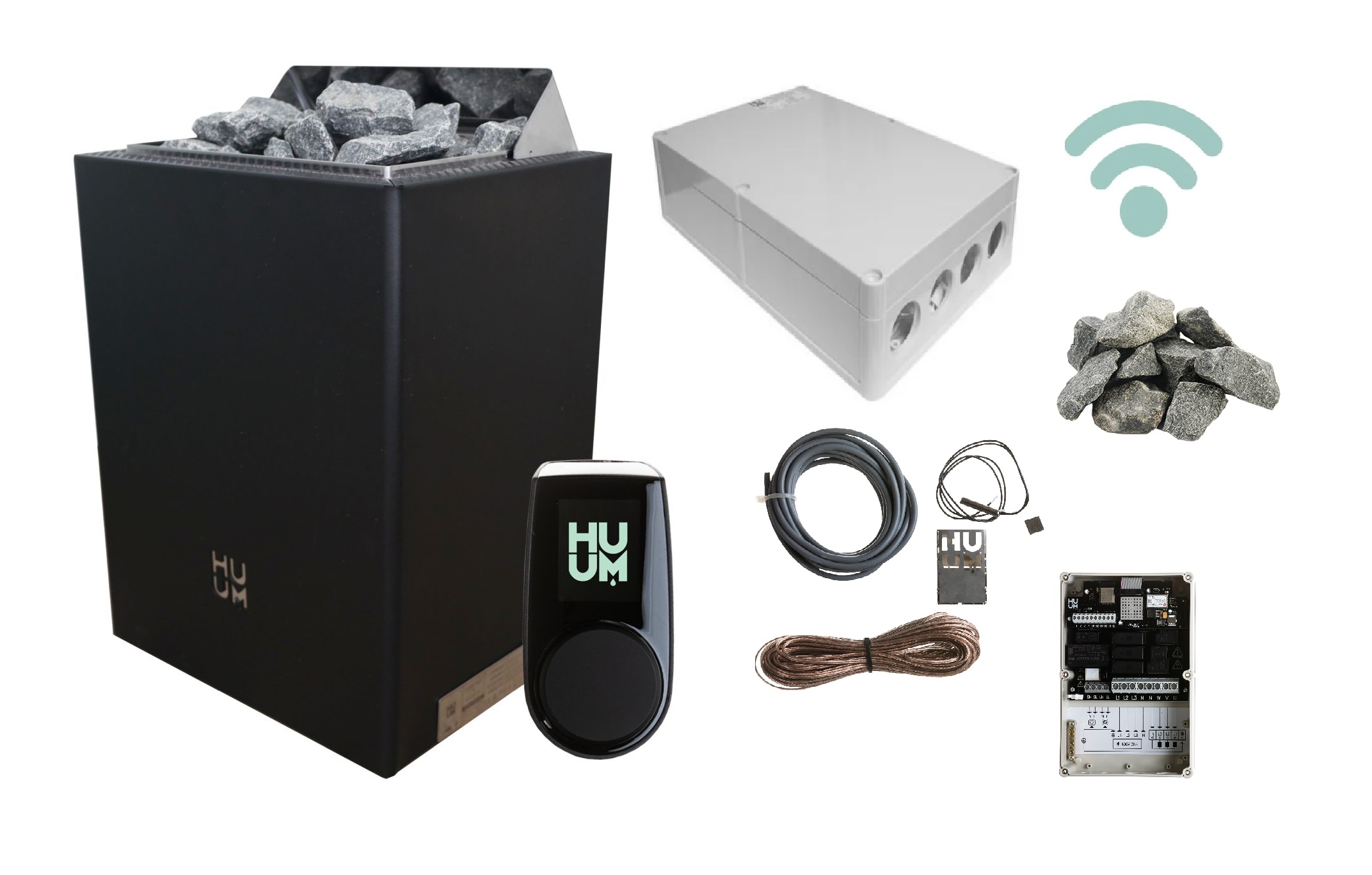 Saunaofen HUUM CORE Wall 9 kW finnisch + Steuergerät HUUM "UKU WIFI" mit App Steuerung