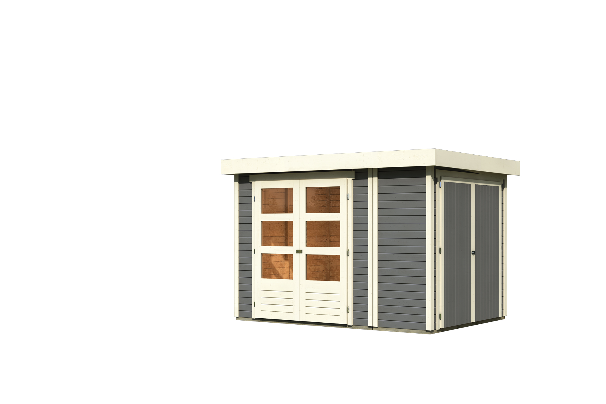 Karibu Gerätehaus Retola 2 in Terragrau, Freisteller