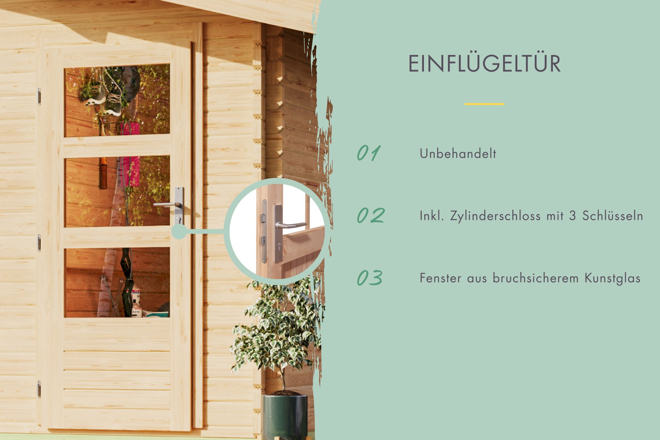 Detailansicht der Karibu großes Gartenhaus Lagor 2