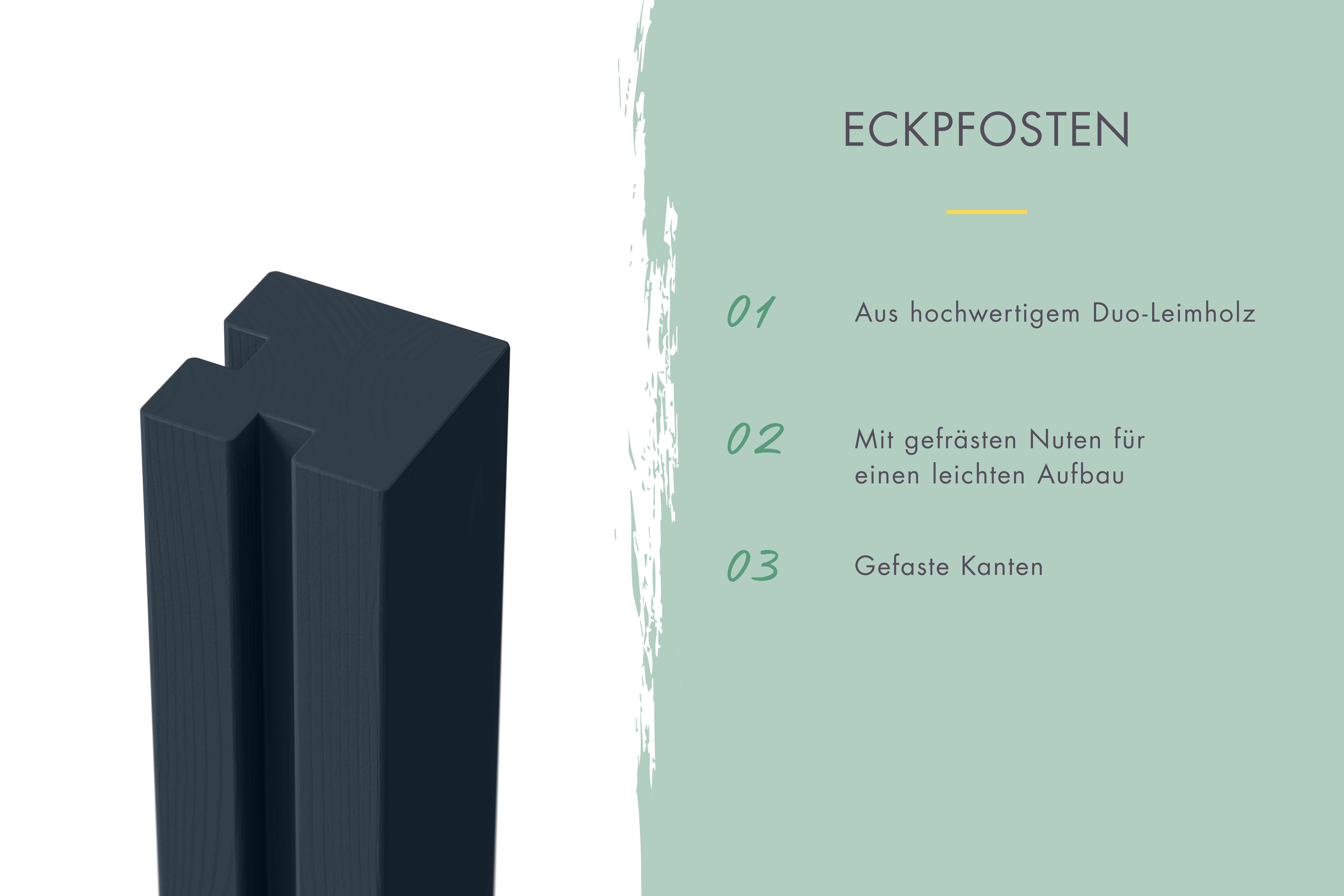 Zaunpfosten Eckpfosten anthrazit 9x9x190 cm - Duo-Leimholzpfosten