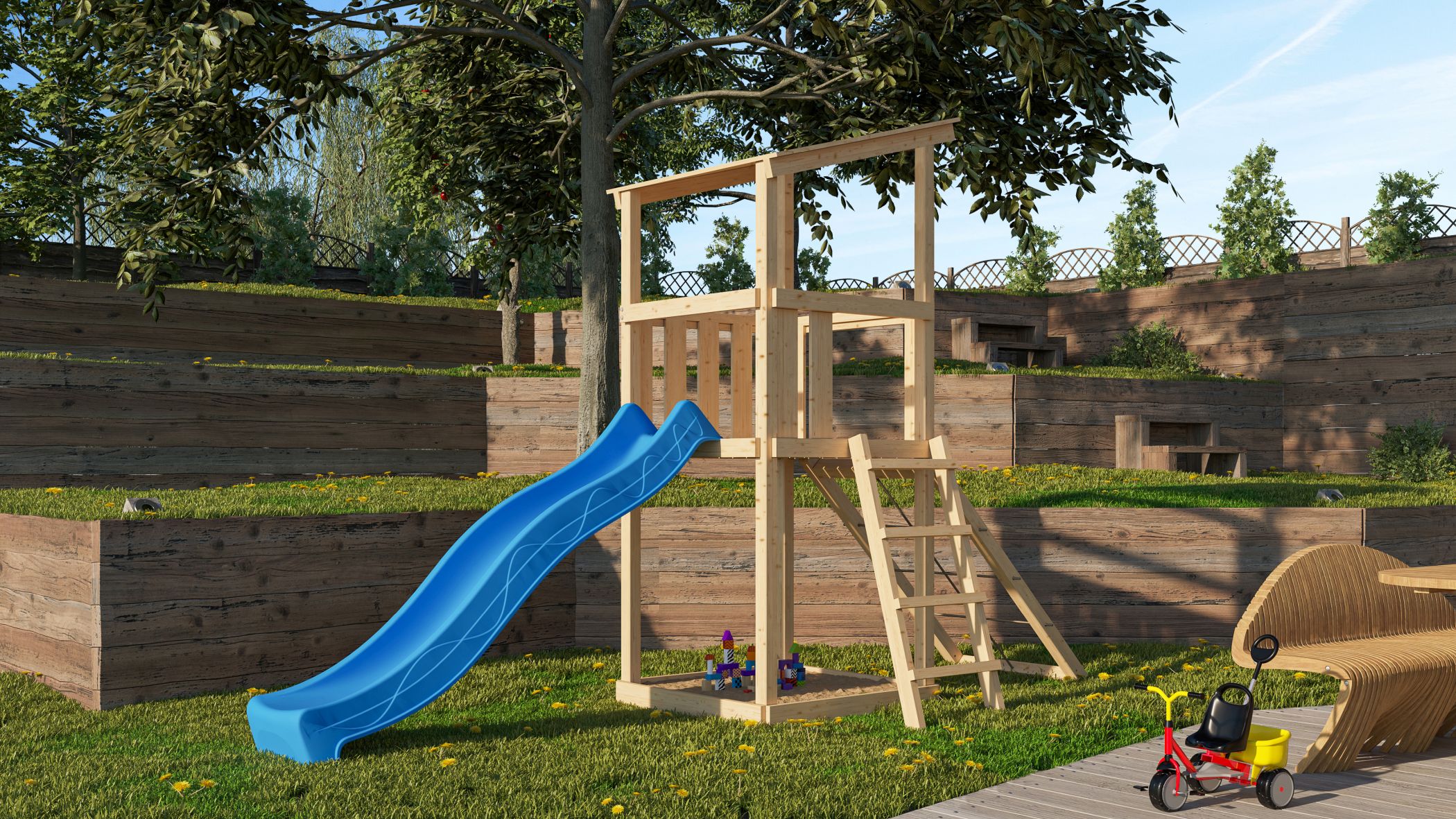 Spielbereich, Spielbereich im Freien, Draußen, Gras, E-Scooter