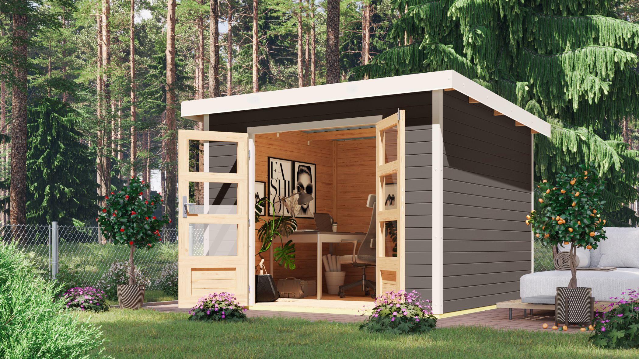 Pluto 6 terragrau / Metall: weiß / Lagerabverkauf