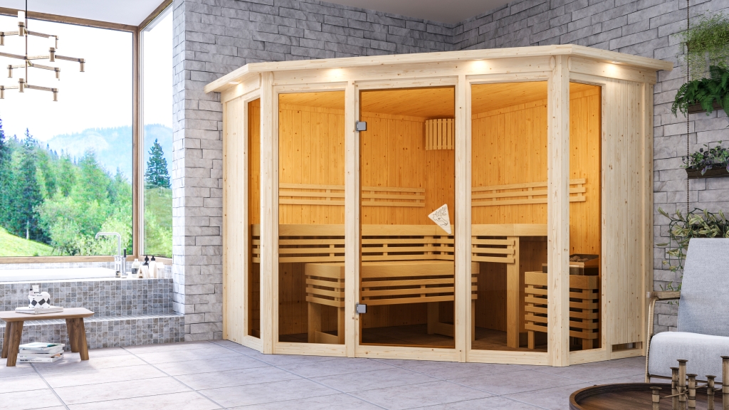 Produkt- und Ausstattungsdetail der Karibu Sauna Alcinda aus dem Sortiment von Karibu